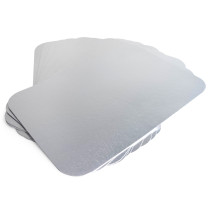 13" x 9" Flat Foil-Covered Cardboard Lids for 4 lb. Oblong Aluminum Pans 